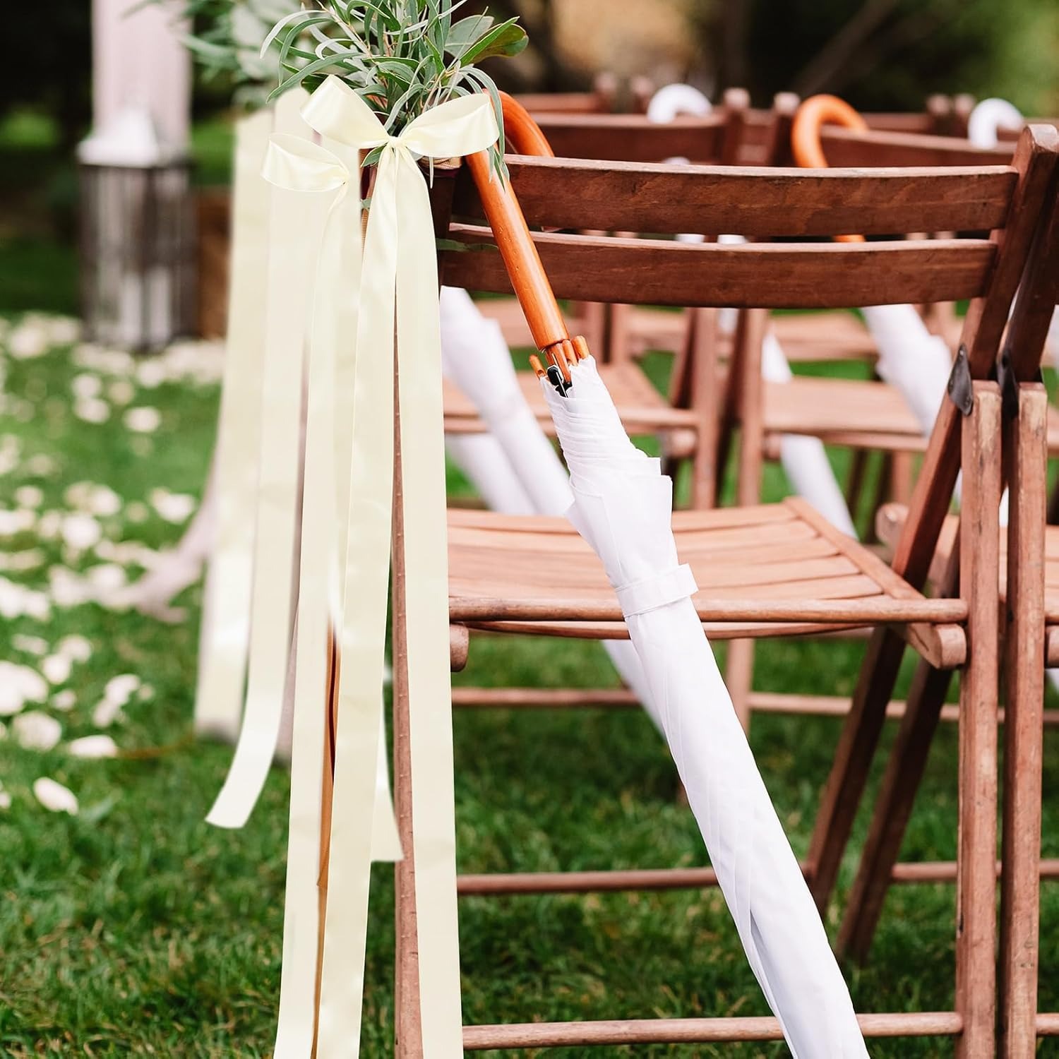Bridal Sash Ribbon - 椅子用サテンリボン、通路用リボン、聖堂の背もたれ用リボン、エレガントなセレモニーリボン、結婚式の背景、通路の装飾用リボン
