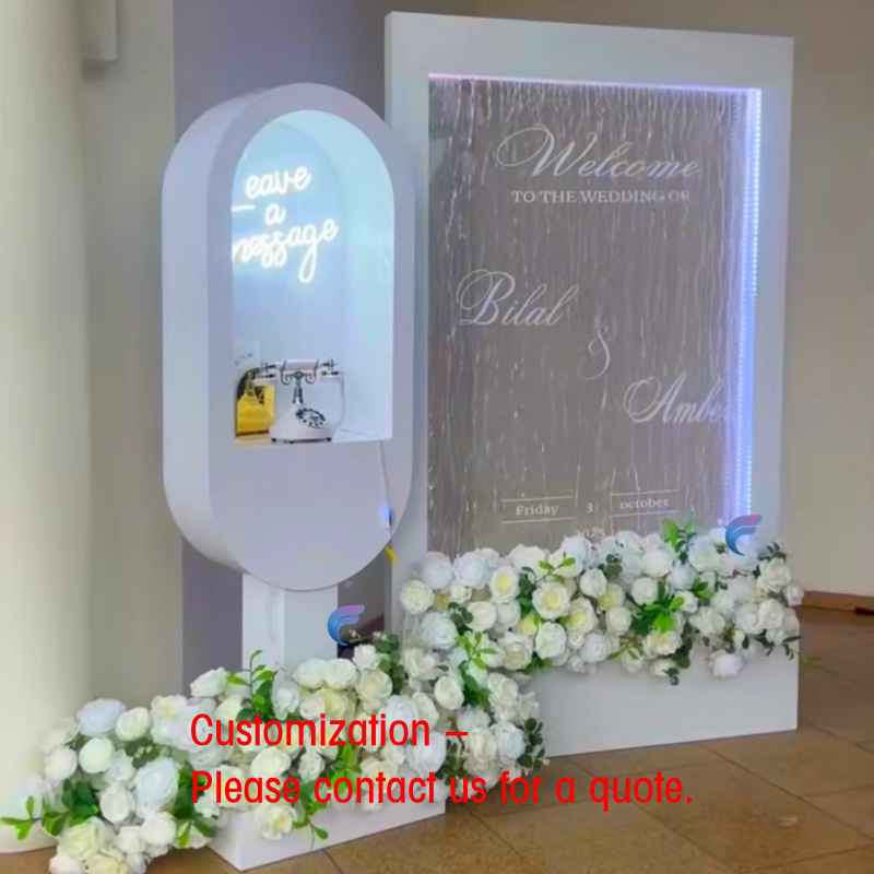 Wedding Fountain - カスタムガラス製滝壁掛けウェディングウェルカムサインスタンド（フレーム付き）