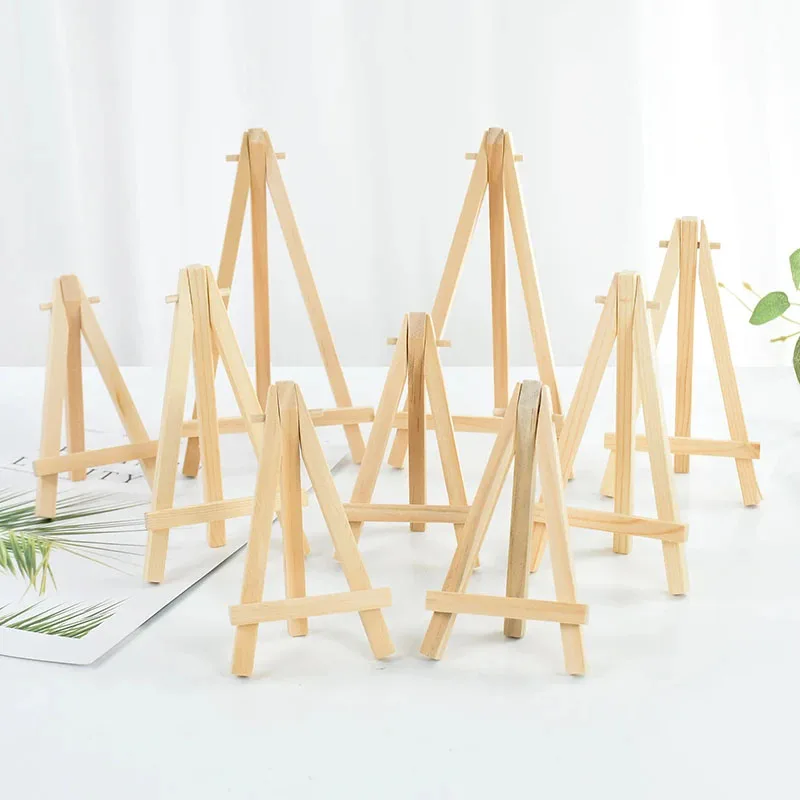Table Number Gold - 10 個木製ミニイーゼルフレームデスクトップ三角形ディスプレイスタンド結婚式のテーブルカードスタンドホルダー子供絵画クラフトアーティスト三脚