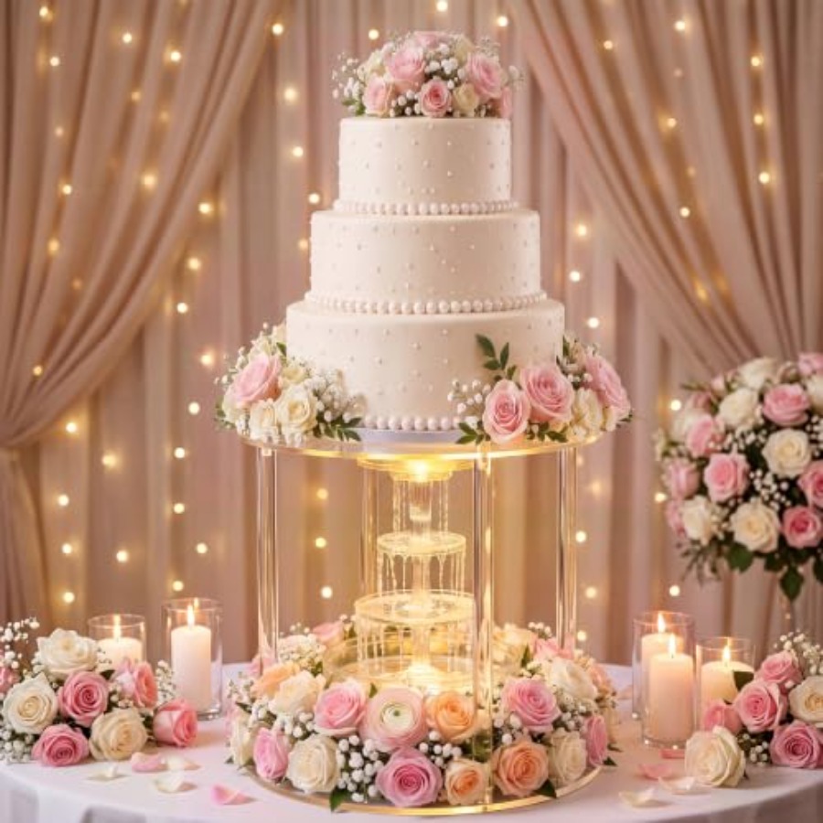 16インチのアクリル製噴水型ケーキスタンド、結婚式用、クリア - Wedding Fountain のレビューと価格