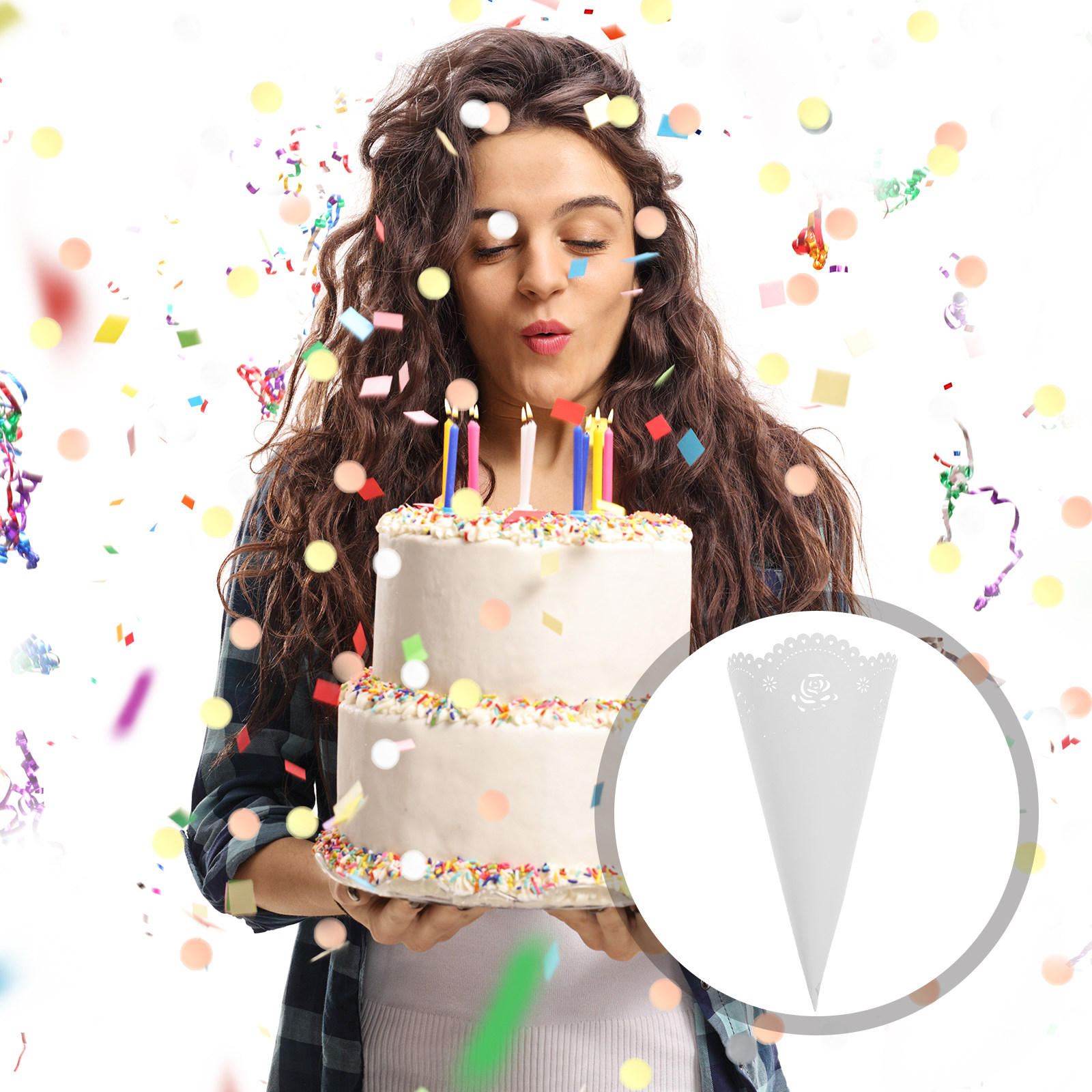 20個入り、厚手の紙製コンフェッティホルダー、花びら型のコー - Papercraft Supply Confetti のレビューと価格