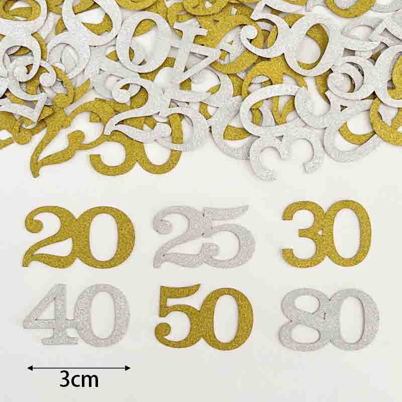 120個入り 50歳の誕生日用コンフェッティ ゴールド＆シル - Table Number Gold のレビューと価格