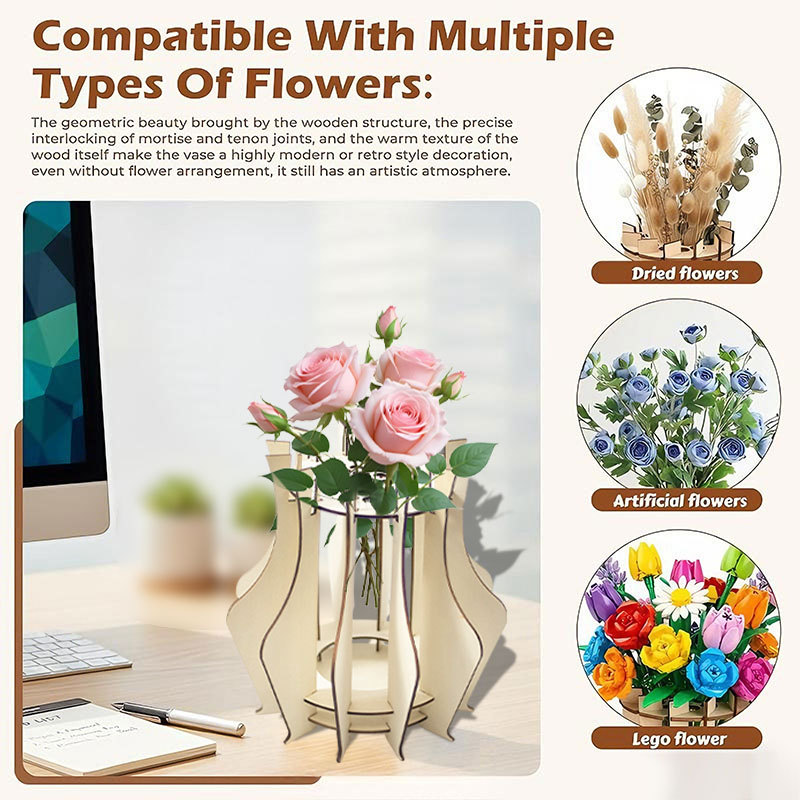 木製パズル花瓶 花束用 ユニークな木製パズル花瓶 フラワース - Flower Girl Basket のレビューと価格