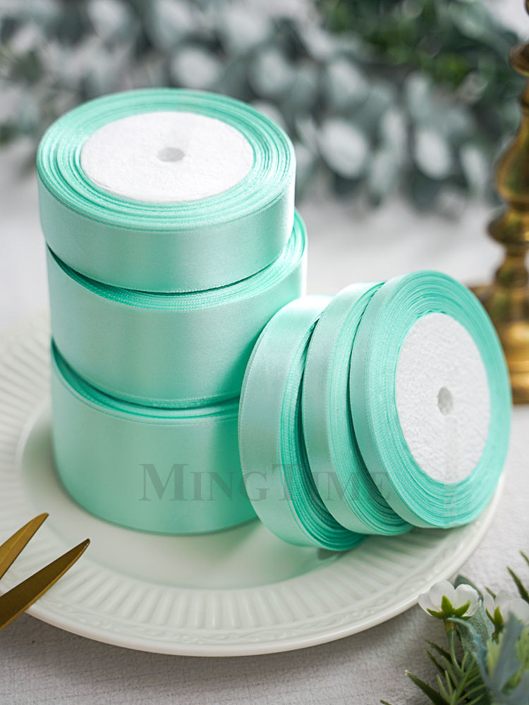 ミントグリーンのサテンリボン,25ヤード,6mm,10mm, - Bridal Sash Ribbon のレビューと価格