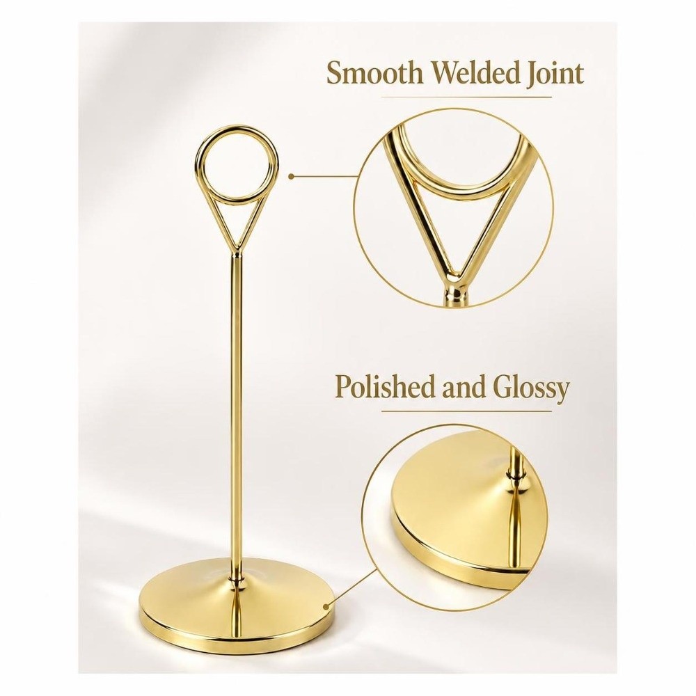ポータブルメタルテーブルナンバーホルダー、大型ベース、ゴール - Table Number Gold のレビューと価格
