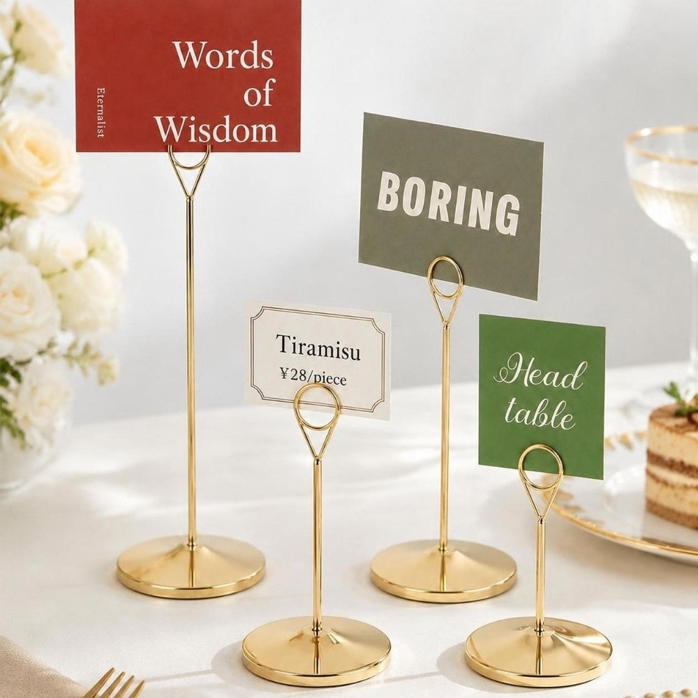 ポータブルメタルテーブルナンバーホルダー、大型ベース、ゴール - Table Number Gold のレビューと価格