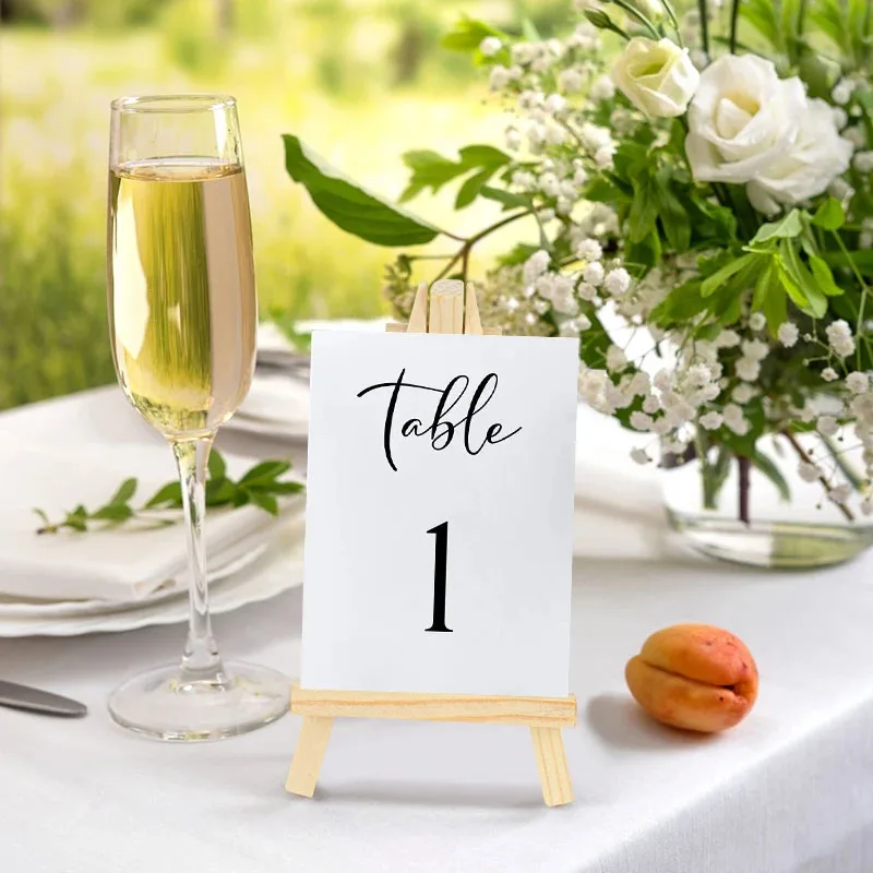 10 個木製ミニイーゼルフレームデスクトップ三角形ディスプレ - Table Number Gold のレビューと価格